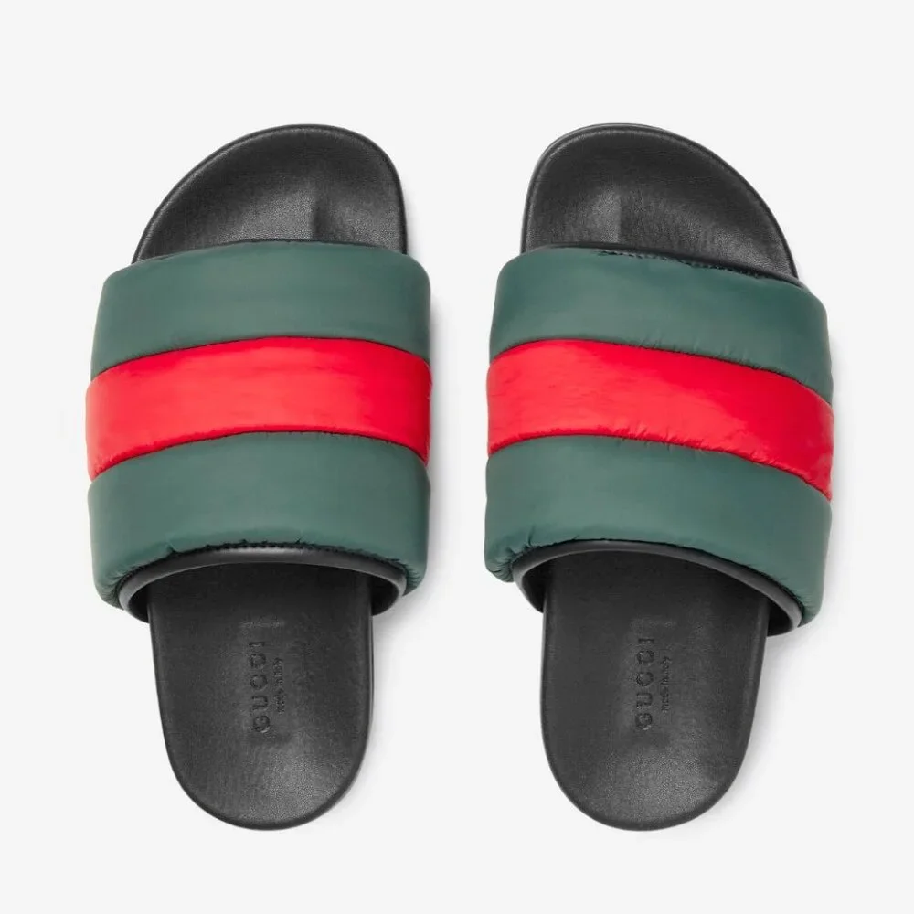 NEW GUCCI Women's Web Padded Nylon Slides Sandals EU 37 / US 7 Authentic